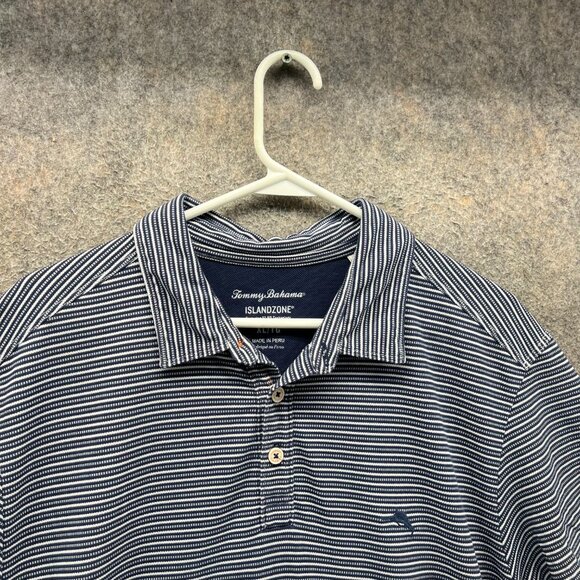 Tommy Bahama Polo Shirt Mens XXL Blue Preppy Striped Island Zone Extra Large - Picture 8 of 10